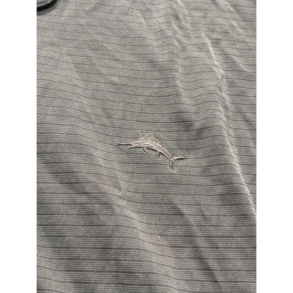 Tommy Bahama Polo Shirt Mens 2XL Gray Island Zone Striped Moisture Wicking - Picture 4 of 12